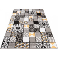 Kusový koberec MAYA Tiles - žlutý/šedý