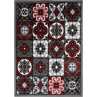 Kusový koberec BALI Tiles - tmavě šedý/červený