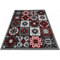 Kusový koberec BALI Tiles - tmavě šedý/červený