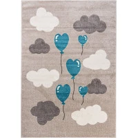 Kusový koberec FIESTA Balonky - modrý/šedý