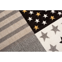 Kusový koberec FIESTA Pruhy a hvězdičky - žlutý/šedý