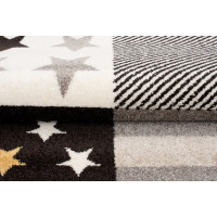 Kusový koberec FIESTA Pruhy a hvězdičky - žlutý/šedý