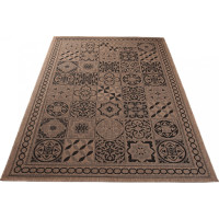 Sisalový PP koberec TILES - hnědý/černý