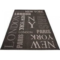 Sisalový PP koberec NY - černý/šedý