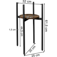 Kovový stojan na květiny TORRE RUSTIC 60 cm - stařený dub/černý