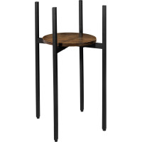 Kovový stojan na květiny TORRE RUSTIC 60 cm - stařený dub/černý