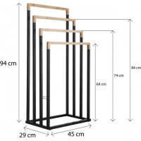 Stojan na ručníky - 4 ramenný - bambus/černý