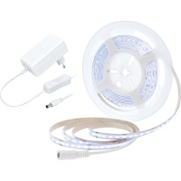 LED COB pásek, sada s adaptérem, vypínač, 5m, 8W/m, 800lm/m, studená bílá