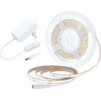 LED COB pásek, sada s adaptérem, vypínač, 5m, 8W/m, 800lm/m, neutrální bílá