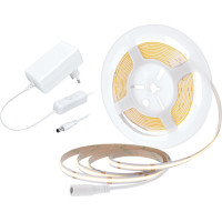 LED COB pásek, sada s adaptérem, vypínač, 5m, 8W/m, 800lm/m, teplá bílá