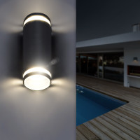 LED venkovní nástěnné osvětlení Potenza, 2x GU10, černá