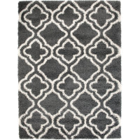 Kusový koberec Shaggy HIMALAYA Ornament - tmavě šedý/krémový