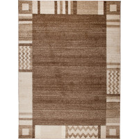 Kusový koberec RASTA Frame - světle hnědý