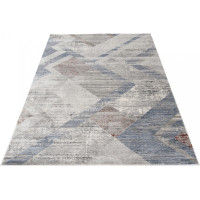Kusový koberec FEYRUZ Geometry - světle šedý/modrý