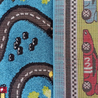 Kusový koberec Color Kids - ZÁVODNÍ DRÁHA - modrý