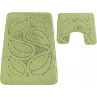 Sada koupelnových předložek s výřezem TÁŇA - flora - světle zelená