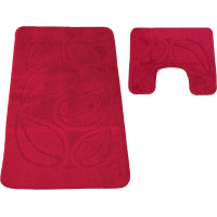 Sada koupelnových předložek s výřezem TÁŇA - flora - tmavě růžová