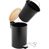 Odpadkový koš do koupelny VINCENT s bambusovým krytem 3l - softclose - černý