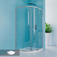 Čtvrtkruhový sprchový kout Kora Lite 90x90 cm - chrom/sklo Čiré + SMC vanička R550
