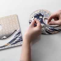 TREFL Dřevěné puzzle Art: Hokusai - Velká vlna Kanagawa 200 dílků