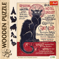 TREFL Dřevěné puzzle Art: Steinlen - Černá kočka, Le Chat Noir 200 dílků