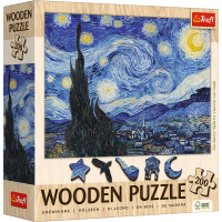 TREFL Dřevěné puzzle Art: Vincent van Gogh - Hvězdná noc 200 dílků