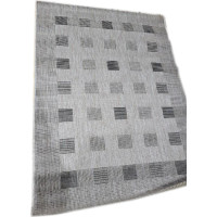 Sisalový PP koberec SQUARES - šedý/černý