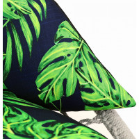 Voděodolný oboustranný polštář do závěsného křesla LUNA UP - Monstera + černá