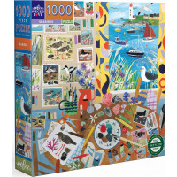 EEBOO Čtvercové puzzle Mořští ptáci 1000 dílků