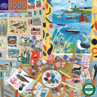 EEBOO Čtvercové puzzle Mořští ptáci 1000 dílků