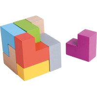 MWSJ Dřevěný hlavolam 3D Cube Blocks