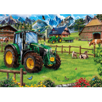 SCHMIDT Puzzle Alpská pastvina s traktorem: John Deere 6120M 1000 dílků