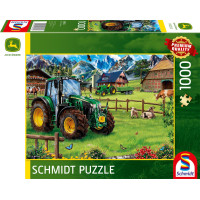 SCHMIDT Puzzle Alpská pastvina s traktorem: John Deere 6120M 1000 dílků