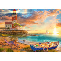 SCHMIDT Puzzle Západ slunce nad zátokou s majákem 1000 dílků