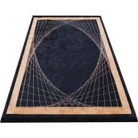 Kusový koberec EFES Frame - černý/zlatý