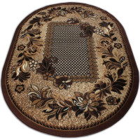 Kusový oválný koberec ALPHA Flower - hnědý