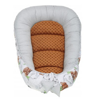 Oboustranné hnízdečko (kokon) pro miminko - BABYMAM PREMIUM set 7v1 - Kontinenty se skořicovou minky