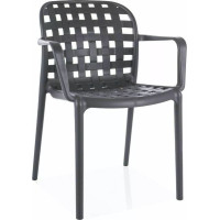 Zahradní plastová židle s područkami STRIP II - šedá