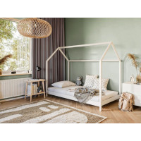 Dětská domečková postel z masivu borovice LUCIE - 200x90 cm - BÍLÁ