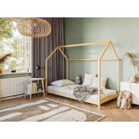 Dětská domečková postel z masivu borovice LUCIE - 200x90 cm - PŘÍRODNÍ