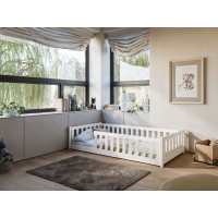Dětská Montessori postel z masivu borovice BETTY - 200x90 cm - BÍLÁ