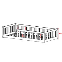 Dětská Montessori postel z masivu borovice BETTY - 200x90 cm - BÍLÁ