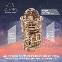 UGEARS 3D puzzle Sky Watcher Tourbillon Table Clock 338 dílků