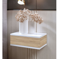 Noční stolek LOFT - bílý/dub craft zlatý