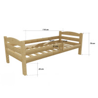 Dětská postel z MASIVU 180x80cm SE ŠUPLÍKY - DP005 - bezbarvý lak