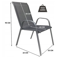 Zahradní kovová židle MALLORCA - 55x65x95 cm - černá
