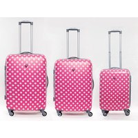 Moderní cestovní kufry PUNTÍKY - růžové (SADA 3 kusy)