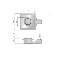 Omp Tea TIRANA podlahová vpust boční 150x150mm, odpad 50mm, chrom 2665.695.8