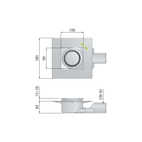 Omp Tea TIRANA podlahová vpust boční 100x100mm, odpad 50mm, chrom 2665.295.8