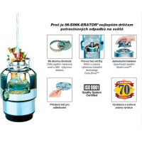 Sapho IN SINK dřezový drtič kuchyňského odpadu, 230V, 380W, pneu. spínač MODEL56